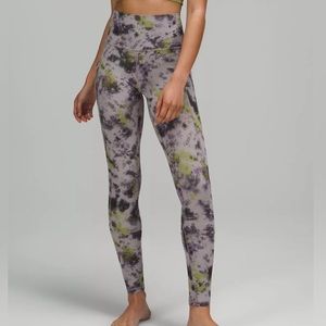 Purple, green, and grey tie dye lululemon legging size 6
